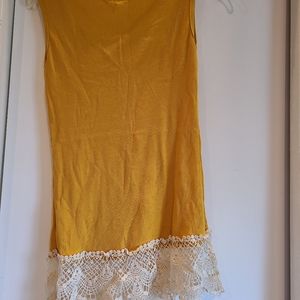 Cotton ribbed T-shirt with lace hem